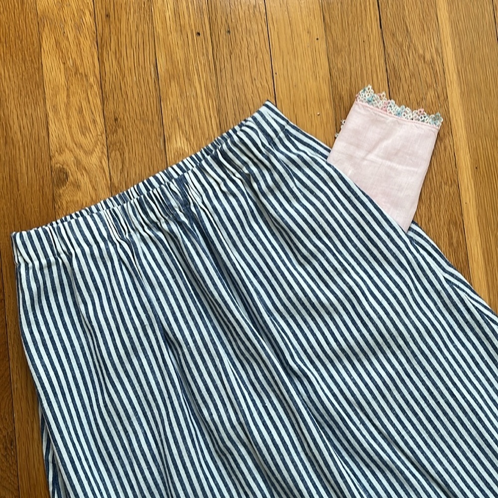 J. Crew XXS Nautical Blue & White Striped Linen Blend Skirt with Pockets - Picture 6 of 11